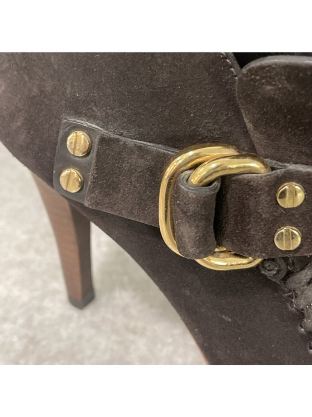 Tory Burch Belen Booties Womens 7.5 Brown Suede Ankle Stiletto Heels Booties - Picture 7 of 13